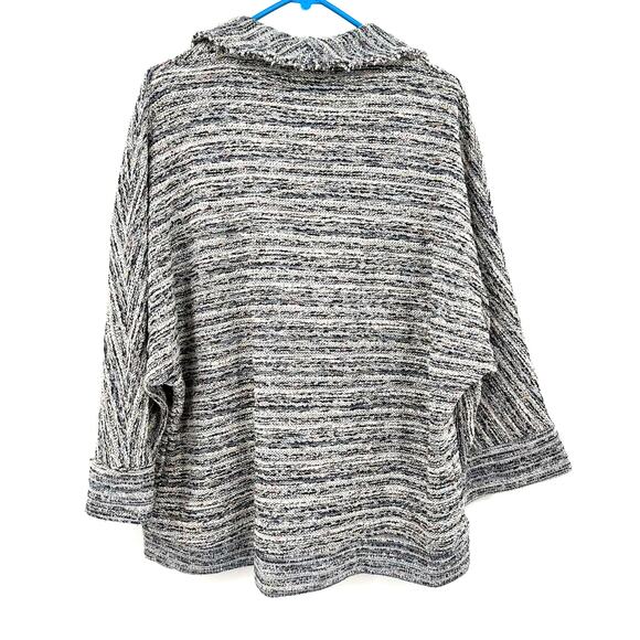 Splendid Size Large Jacket Black & White Knit Oversized Cuffed Sleeve Pockets - Picture 3 of 6